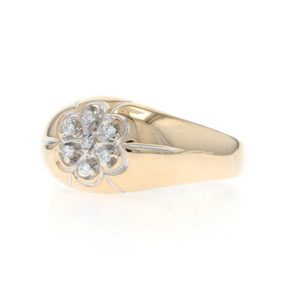 Yellow Gold Diamond Men's Ring - 10k Round Brilliant .10ctw - Picture 3 of 6